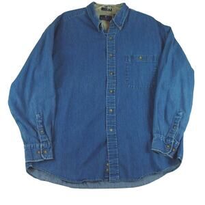 Bill Bass Premium Button Down Blue Denim Shirt Mens XL Long Sleeve Casual *read*